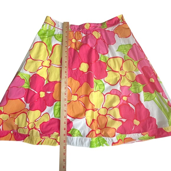 Lilly Pulitzer Floral Skirt Bright Pink Orange Yellow‎ Garden Party Cotton - Picture 4 of 9